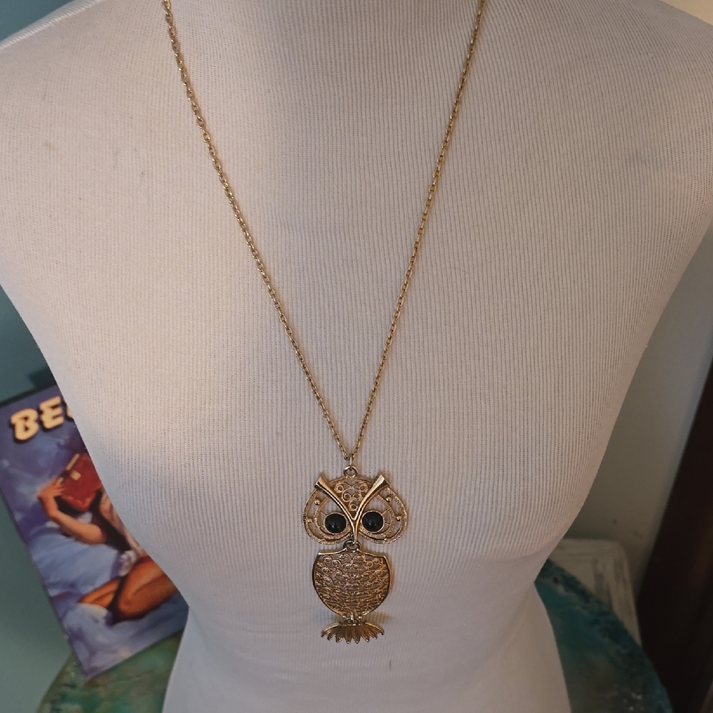 Gold Owl Pendant Necklace